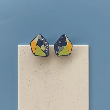 MOSAIC kék mozaik bedugós fülbevaló