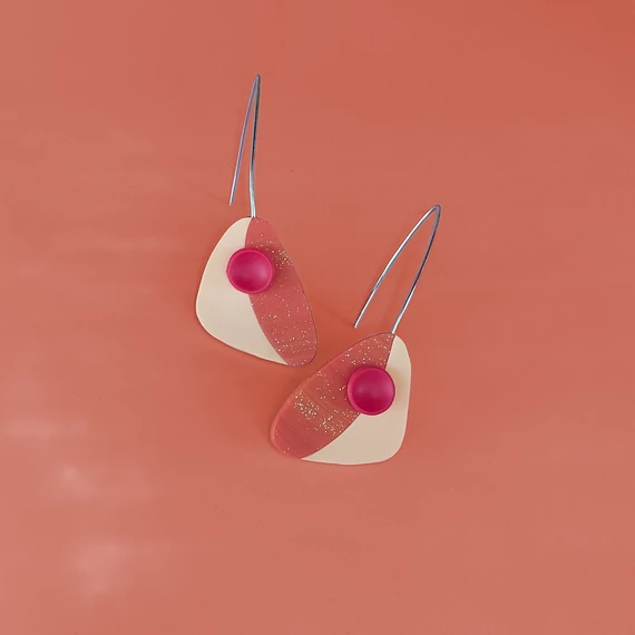 OCELLE piros-narancs színű fülbevaló